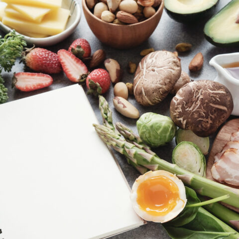 Food next to a notebook